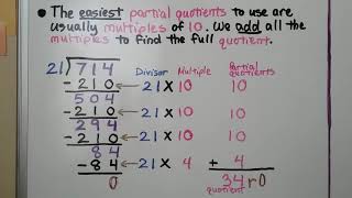 5th Grade Math 24 Partial Quotients to Divide by 2digit Divisors [upl. by Holub]