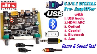 Digital Preamplifier 5121 Decoder with HDMI Optical Coaxial Bluetooth Aux DAC amp USB Review [upl. by Delaryd386]