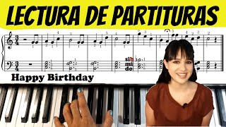 LECTURA DE PARTITURAS PARA PIANO CLASE 2  HAPPY BIRTHDAY  PRINCIPIANTES  MARCELA 🎵🎹 [upl. by Averir]