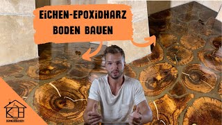 EichenEpoxidharzboden DIY  Cordwood Floor  Beeindruckender Fußboden [upl. by Atihcnoc]