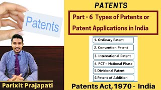 Patents Part  6 Types of Patents Patent applications in India [upl. by Haet]