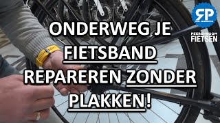 ONDERWEG EEN LEKKE FIETSBAND REPAREREN ZONDER PLAKKEN [upl. by Adiel]