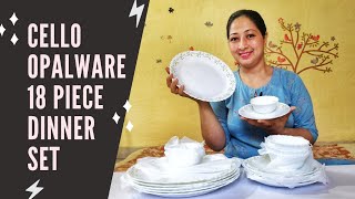 Cello Opalware Dinner Set  Unboxing and Overview  bone china alternate dinner set हम दो हमारे छः [upl. by Aleekahs]