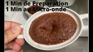 FONDANT AU CHOCOLAT AU MICRO ONDE  1 MIN DE CUISSON SEULEMENT  RECETTE RAPIDE ET FACILE [upl. by Anaujnas]