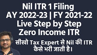 Nil ITR 1 Filing for AY 202223 FY 202122  Nil ITR Kaise Bhare Online  Zero ITR Filing Online [upl. by Devlin569]