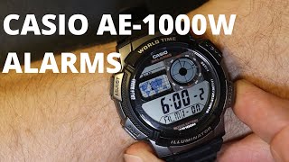 How to set the alarms on a CASIO AE1000W WorldTime [upl. by Layap]