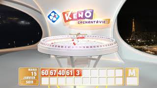 Tirage du soir Keno gagnant à vie® du 15 janvier 2019  Résultat officiel  FDJ [upl. by Leiva]