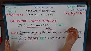 Virtual Session 4 English 4 Adv B Personal amp Impersonal Passive Structures [upl. by Hasile]