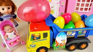 Surprise eggs truck and Baby Doll Tomica and Kinder Joy car toys [upl. by Saree757]