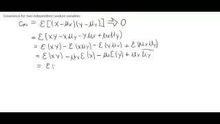 Covariance for Two Independent Random Variables [upl. by Larkin]