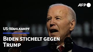 Biden lästert vor Gewerkschaftlern über Trump  AFP [upl. by Christean208]