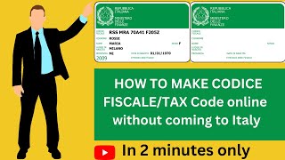 How to get Codice Fiscale Italian Tax Code online  English [upl. by Aigil324]