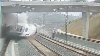 Santiago de Compostela Spain train crash Slow Motion [upl. by Steffen]