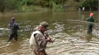 SALMON FISHING BETSIE RIVER  HOMESTEAD DAM  Oct 5 2012  Filmed by Norm Rasmussen Pt 2 of 3 [upl. by Ahsinar]