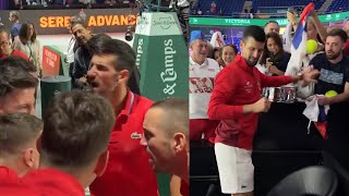 Djokovics Emotional Celebration with His Teammates and Fans after Reaching the Davis Cup Semifinals [upl. by Rojas554]