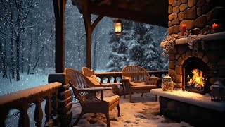 Winter Cozy Porch Ambience with Beautiful Relaxing Music and Falling Snow for Relaxation or Sleep [upl. by Thornton78]