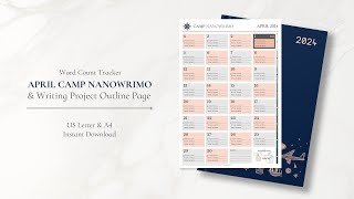 Overview of This Years April Camp NaNoWriMo Word Count Tracker Downloadable by PAS Planner [upl. by Rucker]