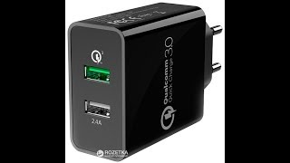 Обзор Сетевое зарядное устройство Qualcomm Quick Charge 30 Black QQC3B из Rozetkacomua [upl. by Eimmat]