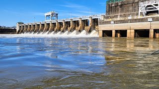 Fishing a Dam When The FLOOD GATES OPEN Big fish [upl. by Ayekim21]