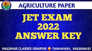 JET  2022  AGRICULTURE PAPER ANSWER KEY  PAPER SOLUTION [upl. by Julina]