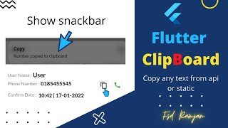 Flutter Clipboard  copy text from anywhere and show snackbar  Widget clipboard Flutter With Fsd [upl. by Yezdnil]