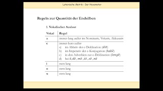 Lateinische Verse skandieren Regeln zu Längen und Kürzen u a Naturlänge Positionslänge [upl. by Zaremski]