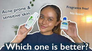 Cetaphil gentle skin cleanser vs Cerave hydrating facial cleanser review on acne prone skin⎮English [upl. by Malvia]