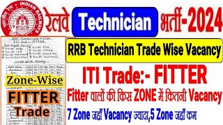 RRB TECHNICIAN भर्ती ITI FITTER TRADE किस Zone में कितनी VACANCYसभी देखो7 ZONE जहाँ VACANCY ज्यादा [upl. by Sybley931]