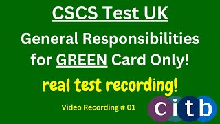 CSCS Card UK  CSCS Test 2023  CSCS Test for Green Card  cscscard  06 working environment [upl. by Xonk]