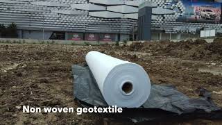 Non woven geotextile สำหรับงานเสริมเสถียรภาพ การก่อสร้างลานกิจกรรมกลางแจ้ง [upl. by Eojyllib]