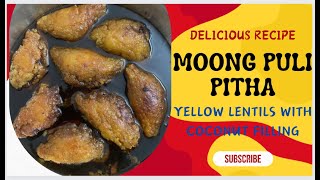 Moong Puli Pitha  Moong Dal Er Dumplings  Moog Puli  Yellow Lentil Pastry with Coconut Filling [upl. by Ahsetal]