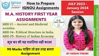 July 2023  January 2024 IGNOU MA History First Year AssignmentMHI01MHI05 How to Make Assignment [upl. by Eniagrom]