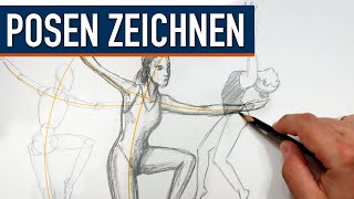 Posen Zeichnen Lernen  Actionlinien Grundgerüst und Posen jeder Art  Alles erklärt [upl. by Kernan]