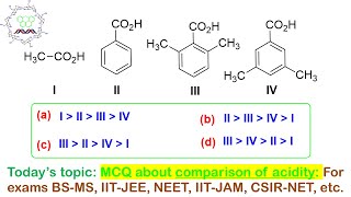 MCQ about comparison of acidity For exams like BSMS IITJEE NEET IITJAM CSIRNET BSc MSc [upl. by Ttennaej395]