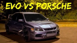 Evo 9 FP Black 520 WHP vs 2012 Porsche Turbo S PDK 4xx WHP [upl. by Sharon]