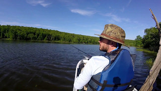 Kayak fishing at lake Bixhoma on Ascend 10t kayak And a nice surprise visit from a water moccasin [upl. by Glen826]