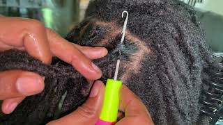 Easy way to interlock locs with a crochet needle [upl. by Adnorhs]