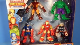 MARVEL PLAYSKOOL HEROES ADVENTURES WALMART EXCLUSIVE TEAM PACK ACTION FIGURE PLAY SET TOY REVIEW [upl. by Lou]