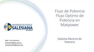 Introducción al MatPower  Matlab [upl. by Acinorahs410]