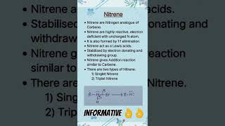 nitrene nitrogen analogue carbene types singlet triplets ytshorts youtube reactive acid [upl. by Orlan245]