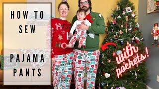 How to Sew Pajama Pants With Pockets  Beginner Sewing Tutorial [upl. by Raimondo160]