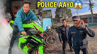 POLICE AAYO GHAR MA😱  BURNOUT ON KAWASAKI ZX10R Jdrider1000  MOTOVLOG [upl. by Publea]