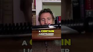 Liam Neeson shows off QuiGons lightsaber from Star Wars Episode 1 [upl. by Dahsraf]