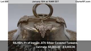 SILVER Pr of Iranian 875 Silver Covered Tureens [upl. by Manya]