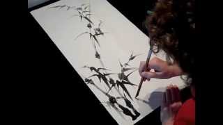 Painting Bamboo in sumie Chinese brush painting technique [upl. by Retnuh]