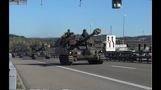 2 Panzer auf der Autobahn A1  M113  M109  M548 Armored column on the highway [upl. by Maltz985]