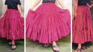 Gypsy skirt tutorial  tiered skirt tutorial  DIY gypsy long skirt  Duastyles [upl. by Attalanta]