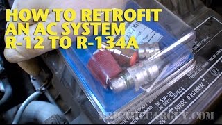 How To Retrofit an AC System R12 to R134a EricTheCarGuy [upl. by Auvil]