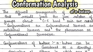 Conformation analysis of nButane  Complete handmade notes [upl. by Aicak]