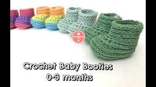 How to Crochet Baby Booties 03 months [upl. by Nagem879]